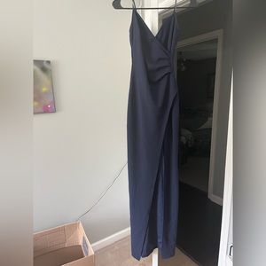 prom dress tried on but never worn out; it’s dark blue